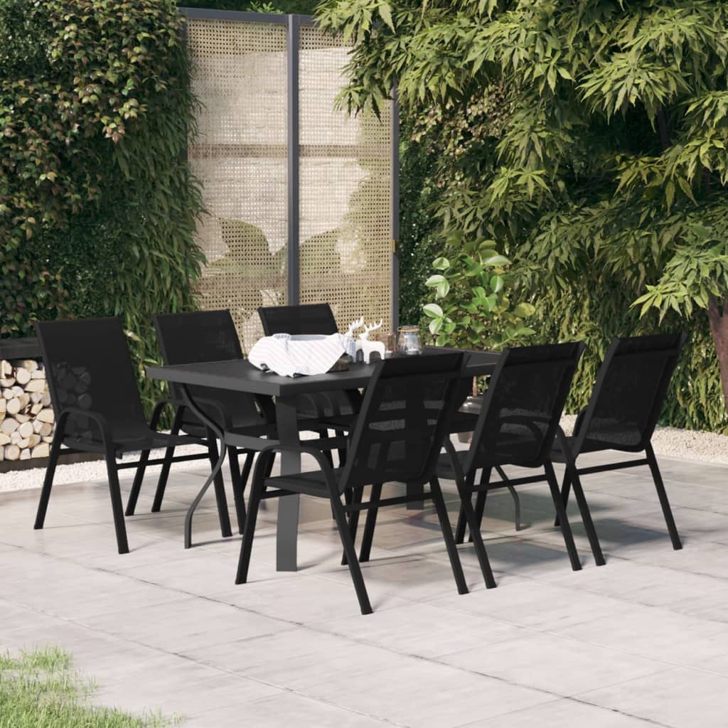 Ensemble de salle à manger de jardin 7 pcs Noir