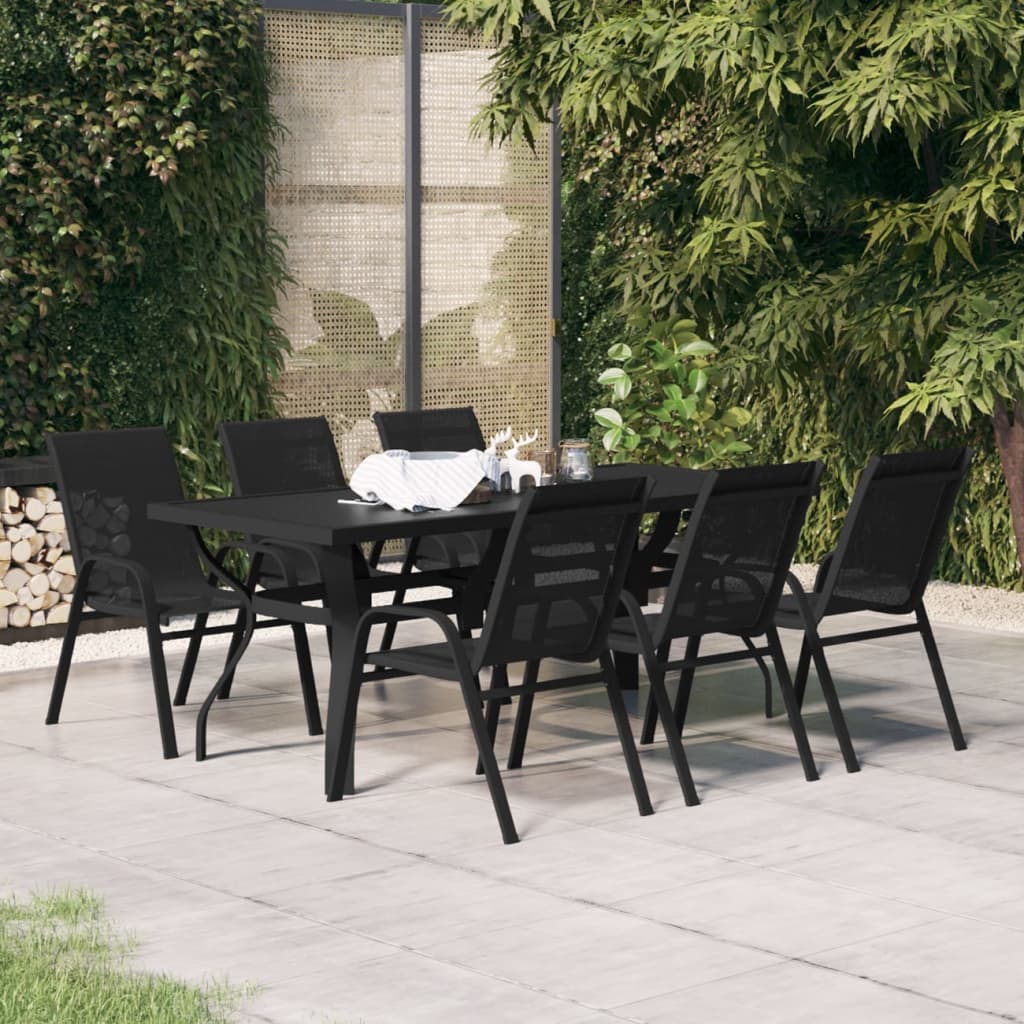 Ensemble de salle à manger de jardin 7 pcs Noir
