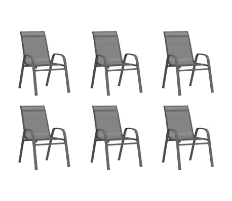 vidaXL Sodo valgomojo baldų komplektas, 7 dalių, pilkas ir juodas