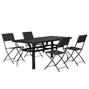 vidaXL 5 pcs conjunto de jantar para jardim cinzento e preto