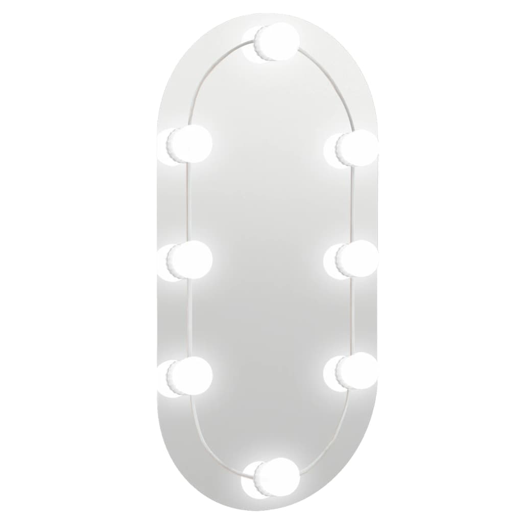 Oglindă cu lumini LED, 60×30 cm, sticlă, oval