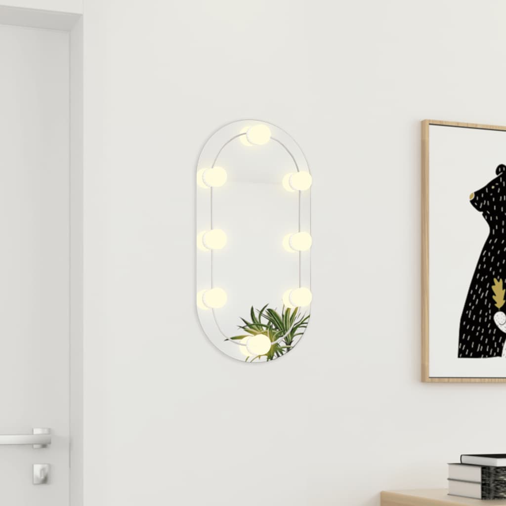 Spiegel mit LED-Leuchten 60x30 cm Glas Oval | Stepinfit.de