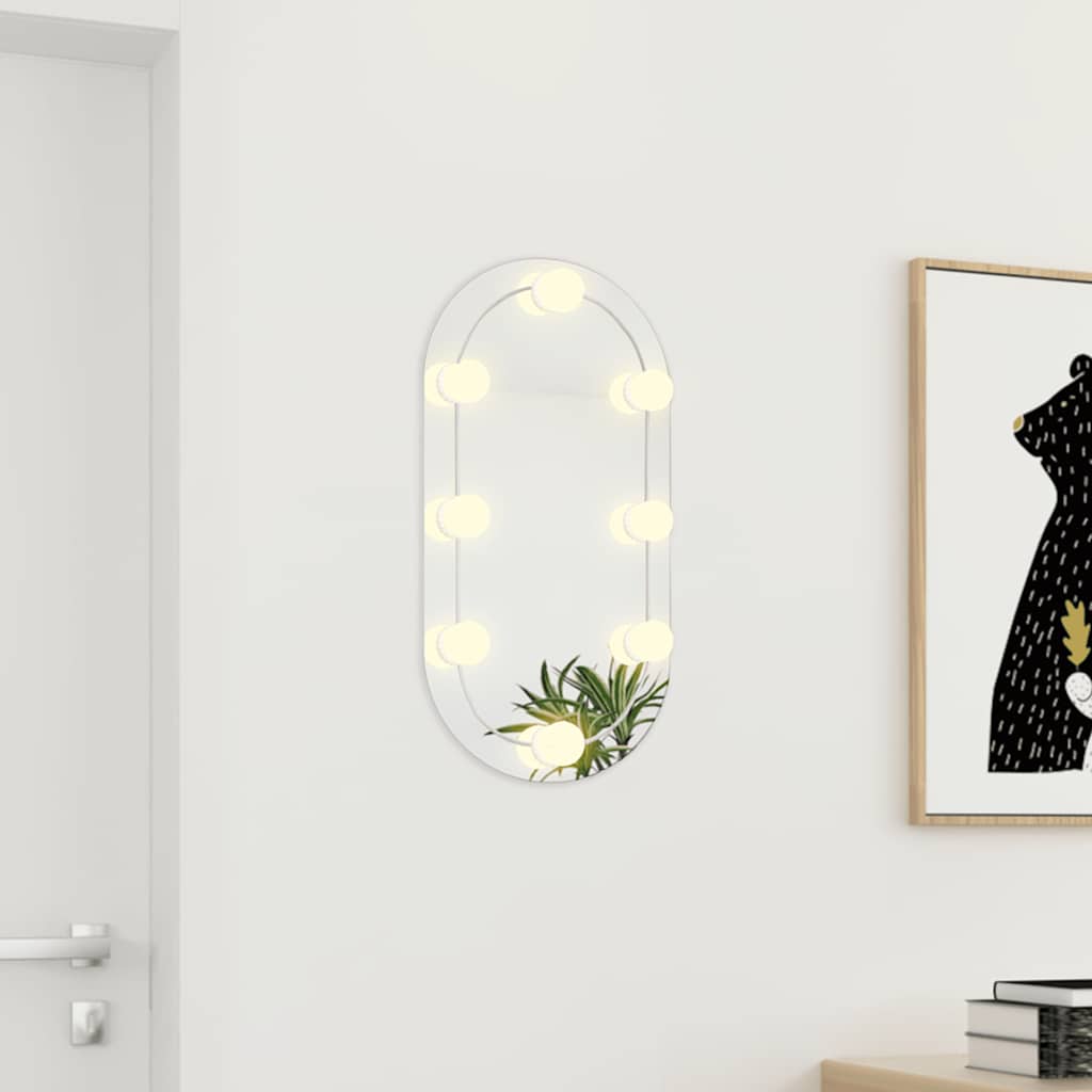 vidaXL Peili LED-valoilla 60x30 cm lasi soikea