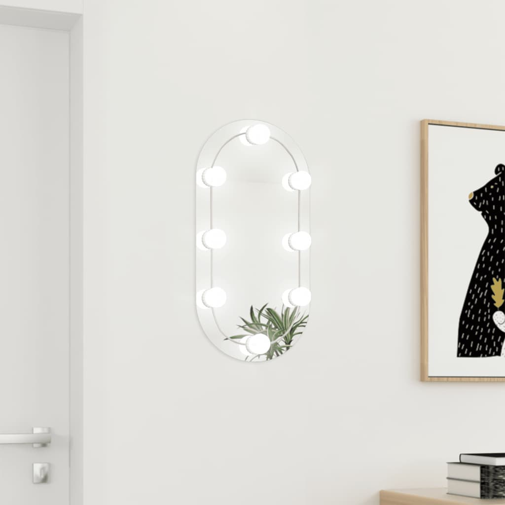 Bilde av Vidaxl Speil Med Led-lys 60x30 Cm Glass Oval