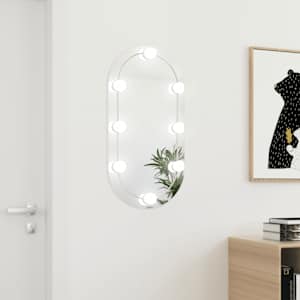 Zrcadlo s LED světly 80 x 40 cm sklo oválné - obrázek 1