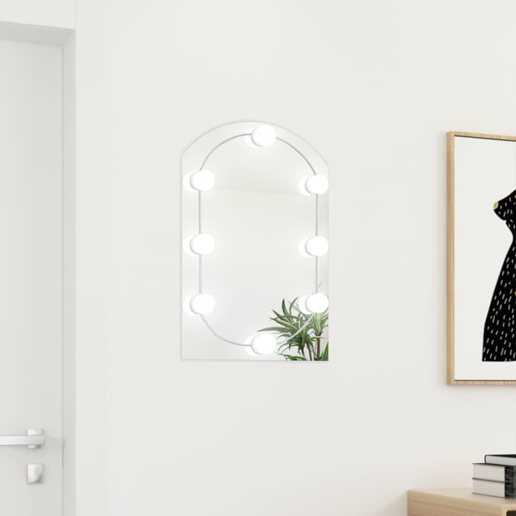 Petrashop  Zrcadlo s LED světly 60 x 40 cm sklo obloukové