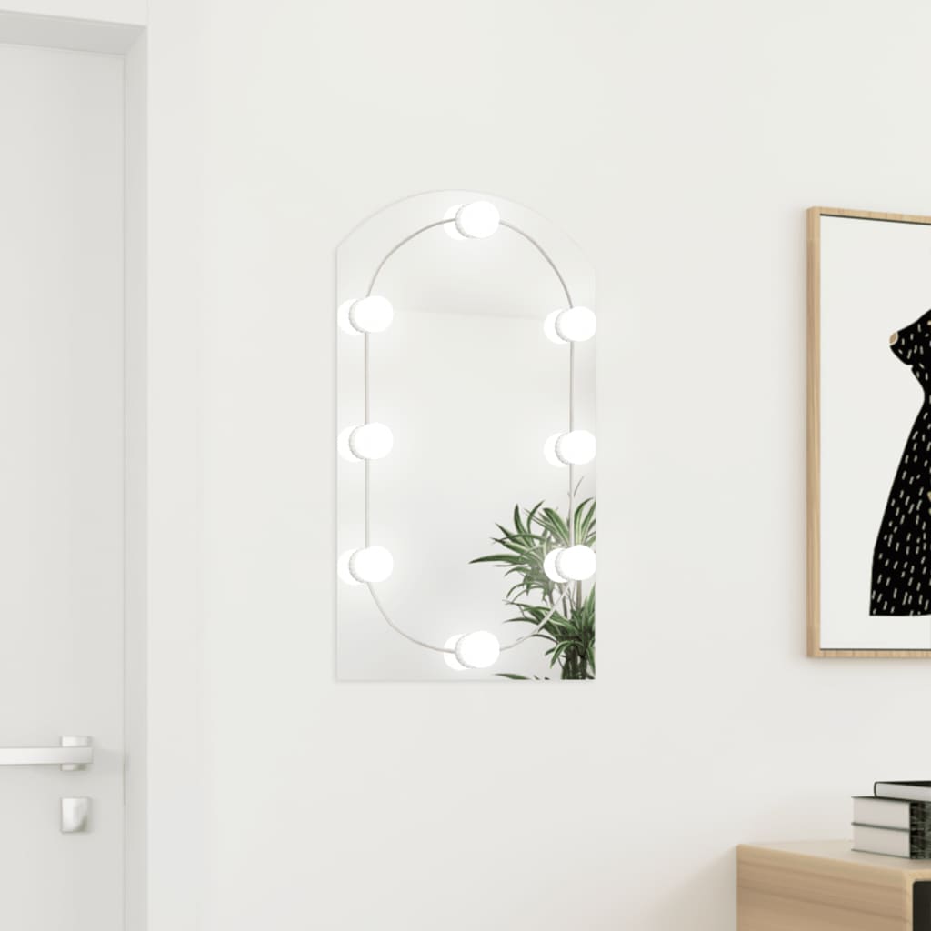 Spiegel mit LED-Leuchten 70x40 cm Glas Bogenförmig-1