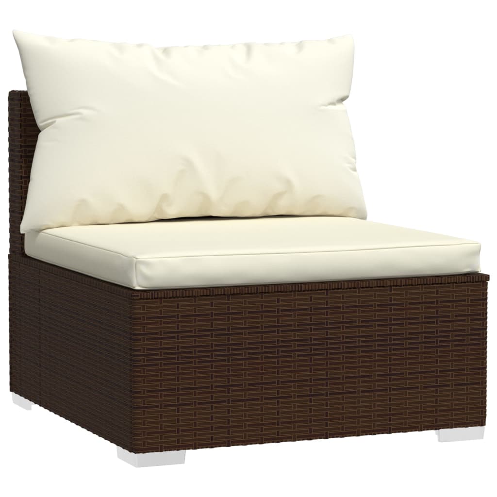 vidaXL 2-delige Loungeset met kussens poly rattan bruin