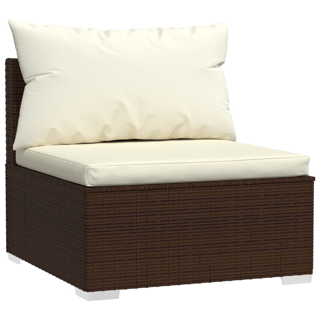 

vidaXL 2-delige Loungeset met kussens poly rattan bruin