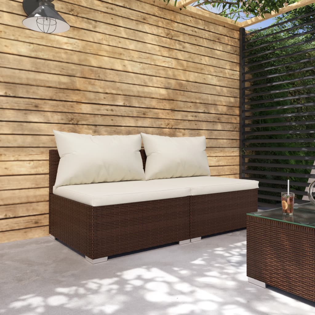 vidaXL 2-tlg. Garten-Lounge-Set mit Kissen Poly Rattan Braun