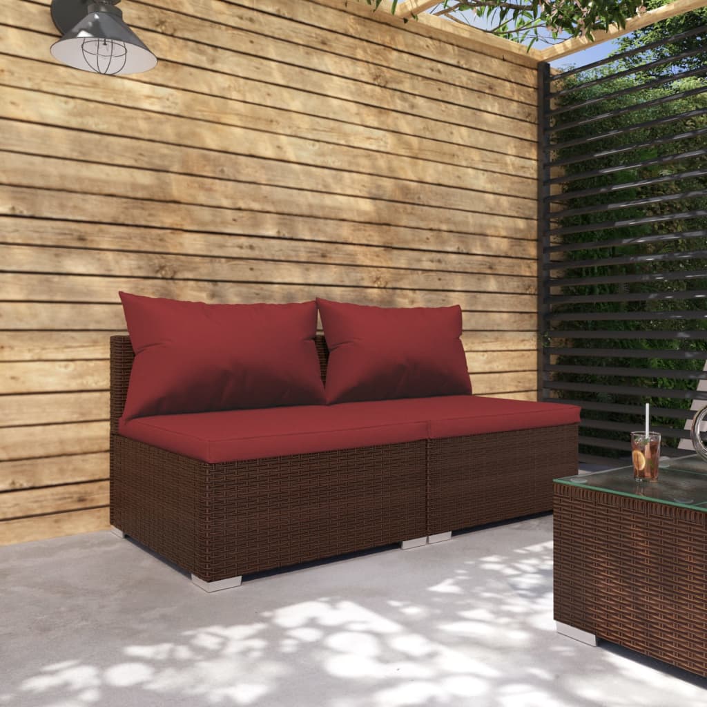 vidaXL 2-tlg. Garten-Lounge-Set mit Kissen Poly Rattan Braun