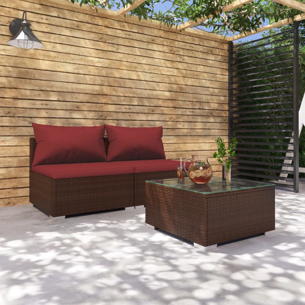Zestaw wypoczynkowy ogrodowy polirattanowy 2 sofy, stolik, poduszki
