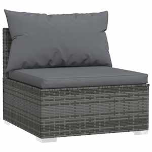 vidaXL 3-tlg. Garten-Lounge-Set mit Kissen Poly Rattan Grau