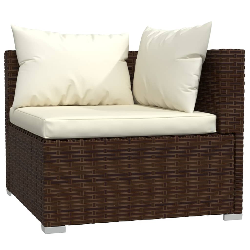 

vidaXL 4-delige Loungeset met kussens poly rattan bruin