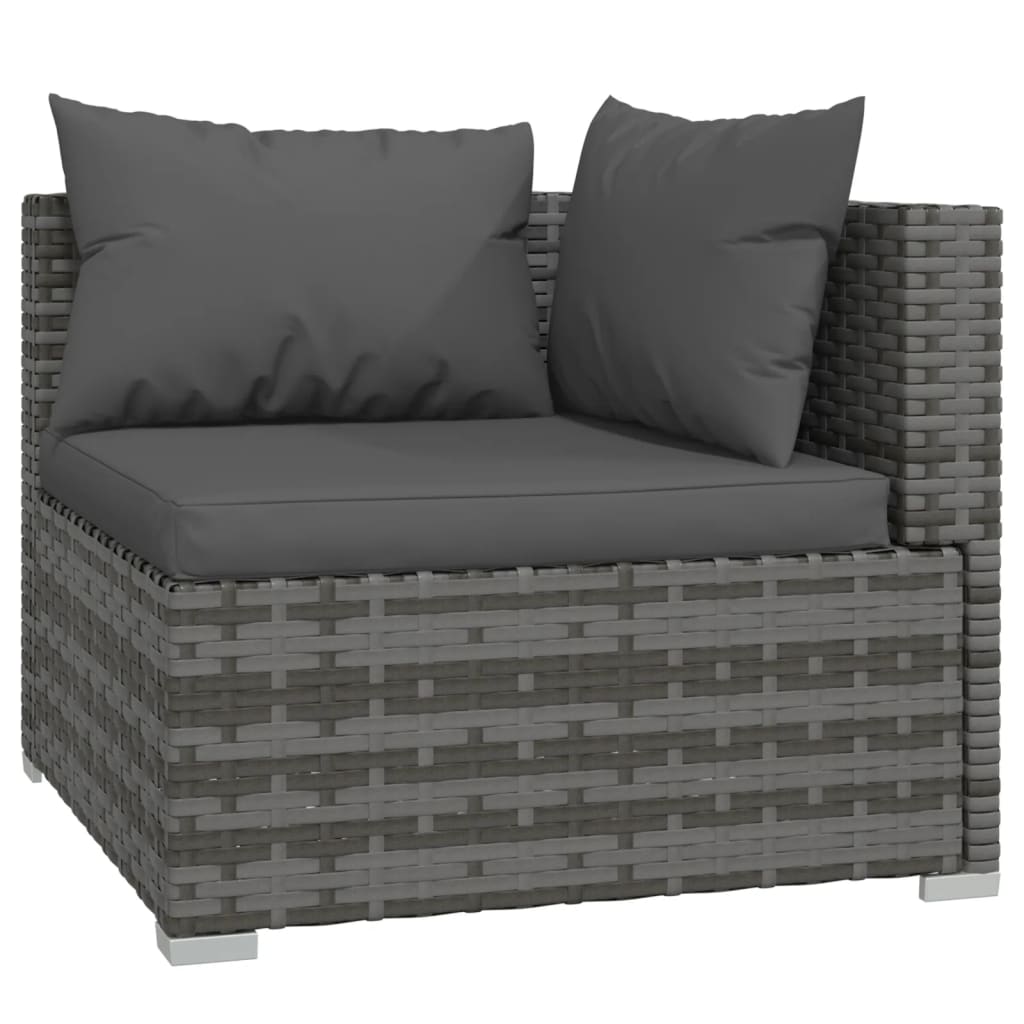 

vidaXL 4-delige Loungeset met kussens poly rattan grijs
