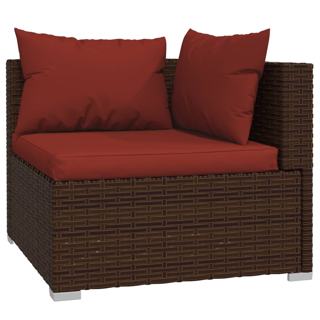 

vidaXL 4-delige Loungeset met kussens poly rattan bruin