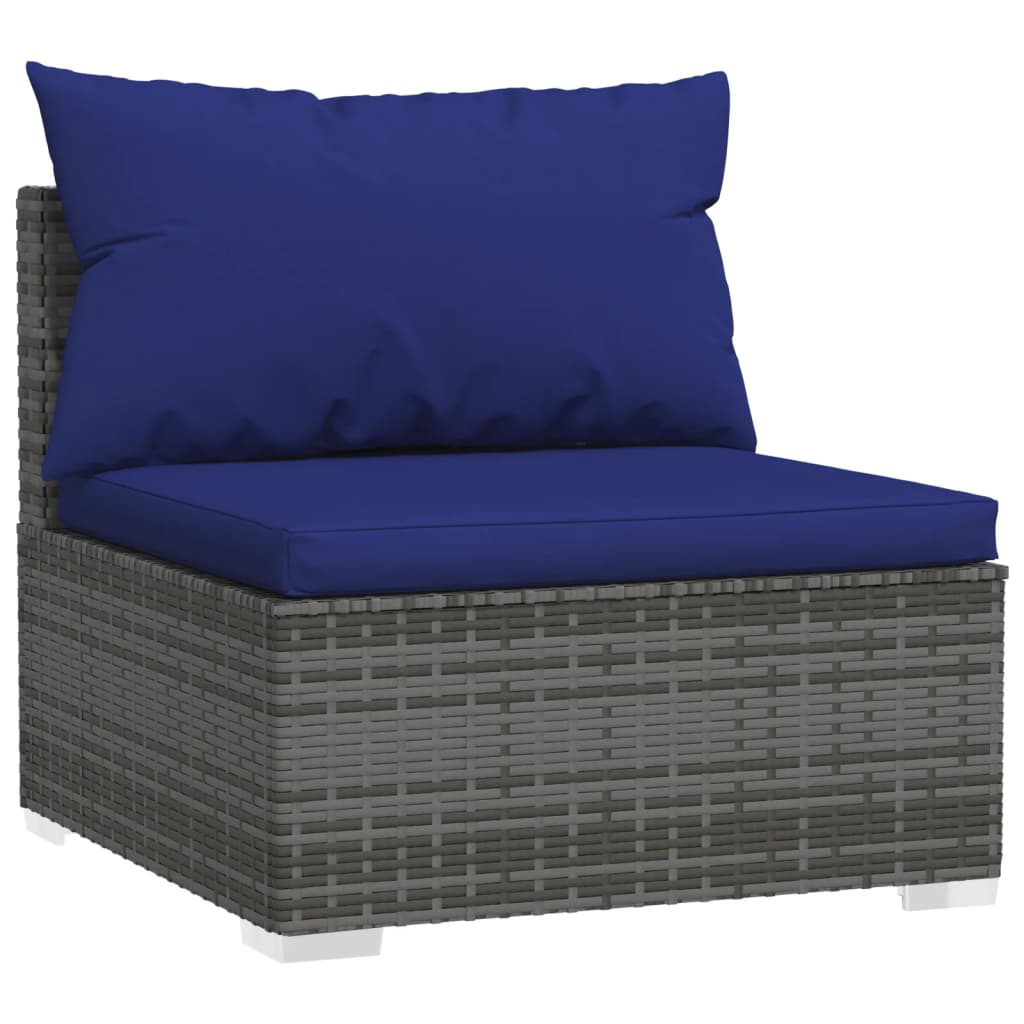 

vidaXL 6-delige Loungeset met kussens poly rattan grijs