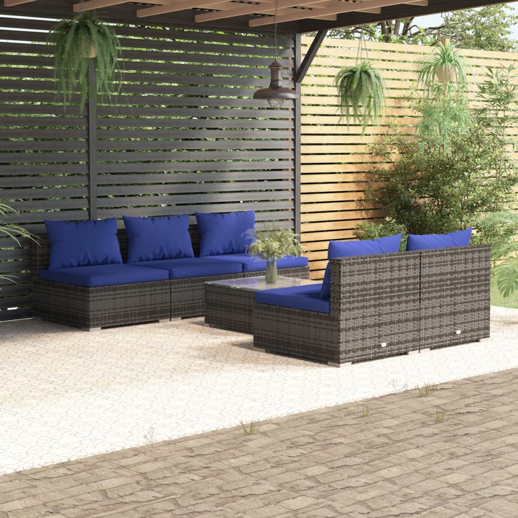 Zestaw wypoczynkowy ogrodowy polirattanowy, szary, 60x60x30 cm