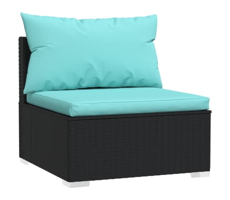 vidaXL Set Divani da Giardino 9 pz con Cuscini in Polyrattan Nero