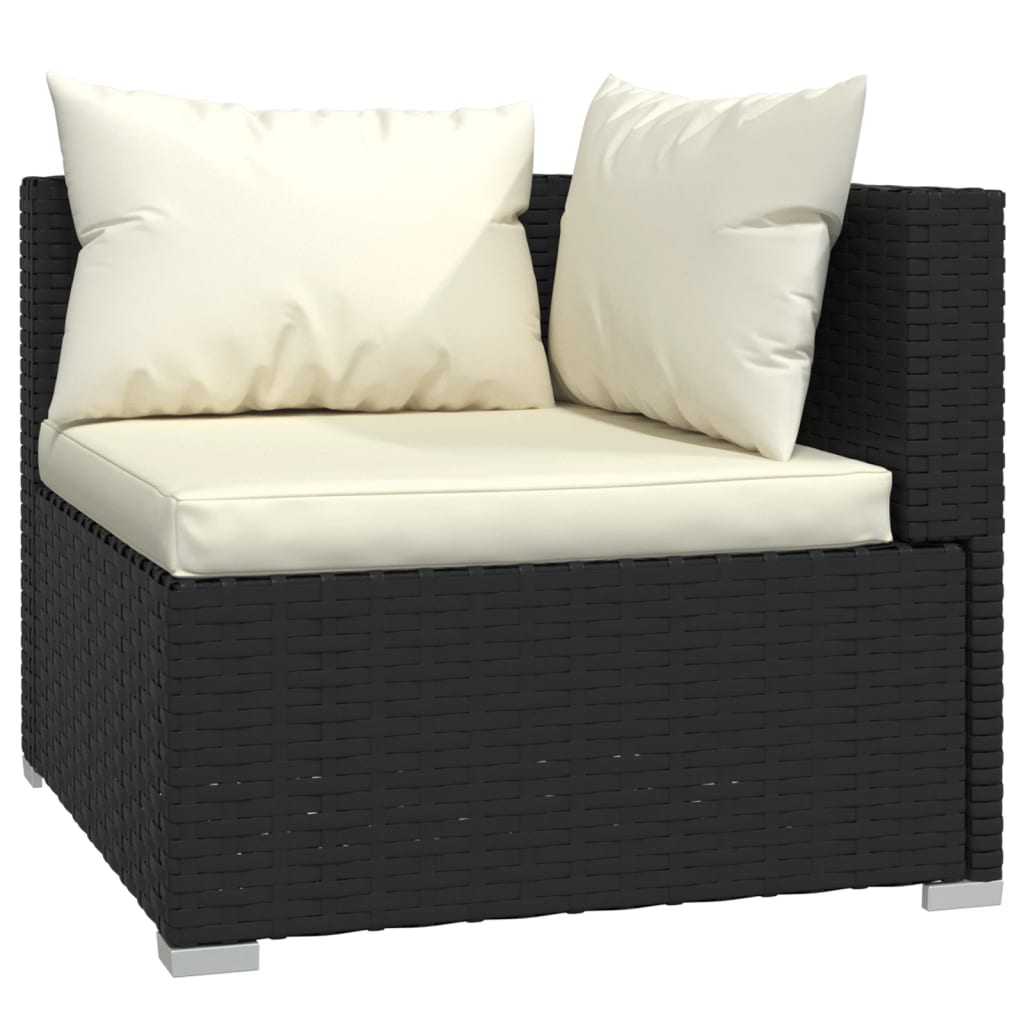 vidaXL 5-delige Loungeset met kussens poly rattan zwart