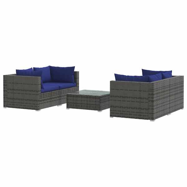 vidaXL 5-osaline aiam&ouml;&ouml;bli komplekt patjadega, pol&uuml;rotang, hall