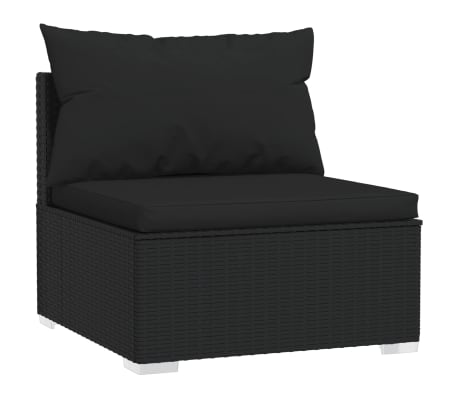 vidaXL 5 Piece Garden Lounge Set with Cushions Poly Rattan Black