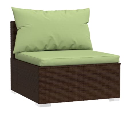 vidaXL Salon de jardin 8 pcs avec coussins résine tressée marron