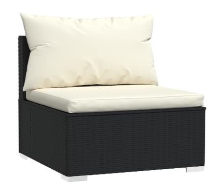vidaXL Garden Lounge Set Black with Cream Cushions