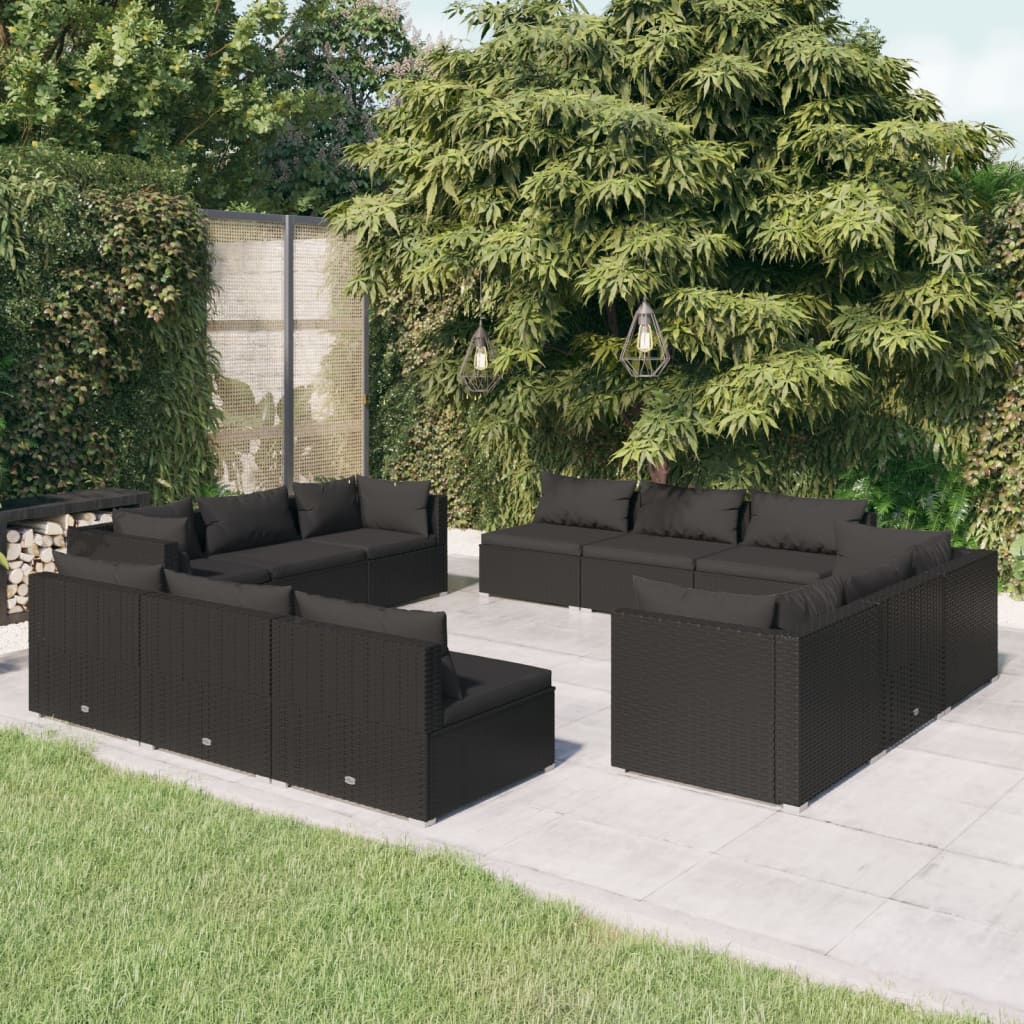 Krótką nazwą produktu może być Zestaw wypoczynkowy ogrodowy polirattan czarny 70x70x60,5cm z poduszkami.