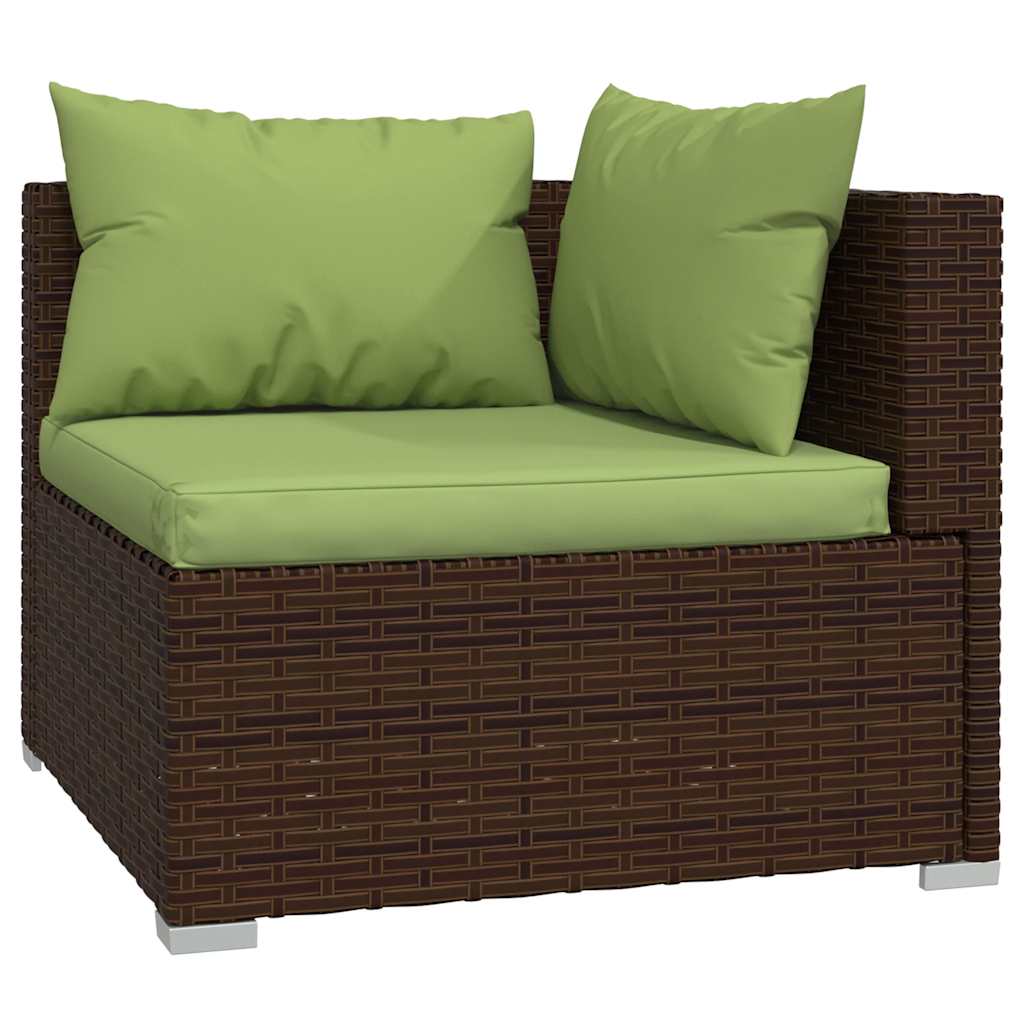 vidaXL 5-delige Loungeset met kussens poly rattan bruin afbeelding