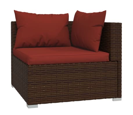 vidaXL Salon de jardin 5 pcs avec coussins R&eacute;sine tress&eacute;e Marron