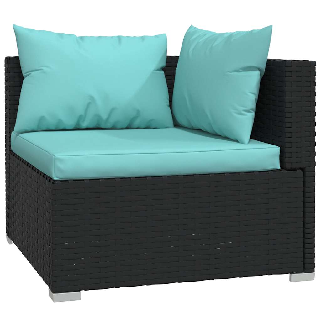 vidaXL 5-delige Loungeset met kussens poly rattan zwart afbeelding