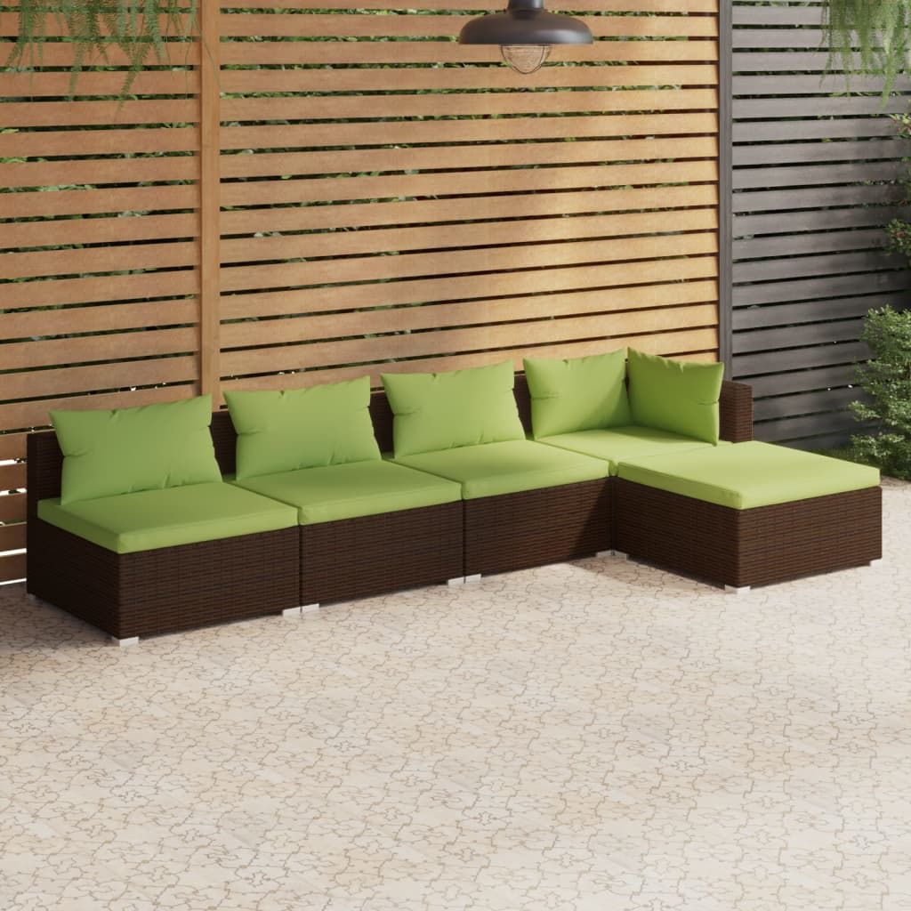 Zestaw wypoczynkowy ogrodowy - Sofa narożna+3 sofy środkowe+podnóżek