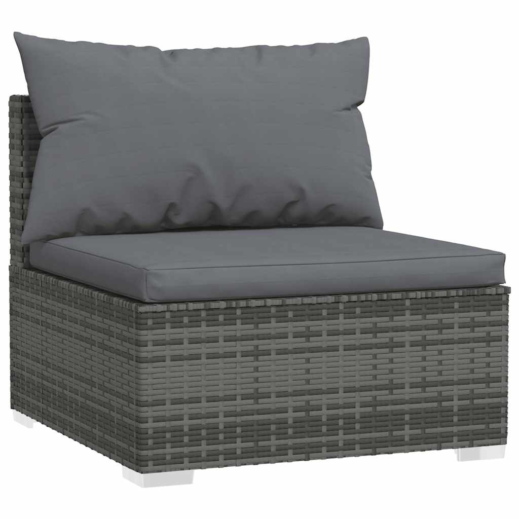 

vidaXL 5-delige Loungeset met kussens poly rattan grijs
