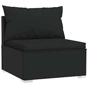 vidaXL Salon de jardin 6 pcs avec coussins R&eacute;sine tress&eacute;e Noir