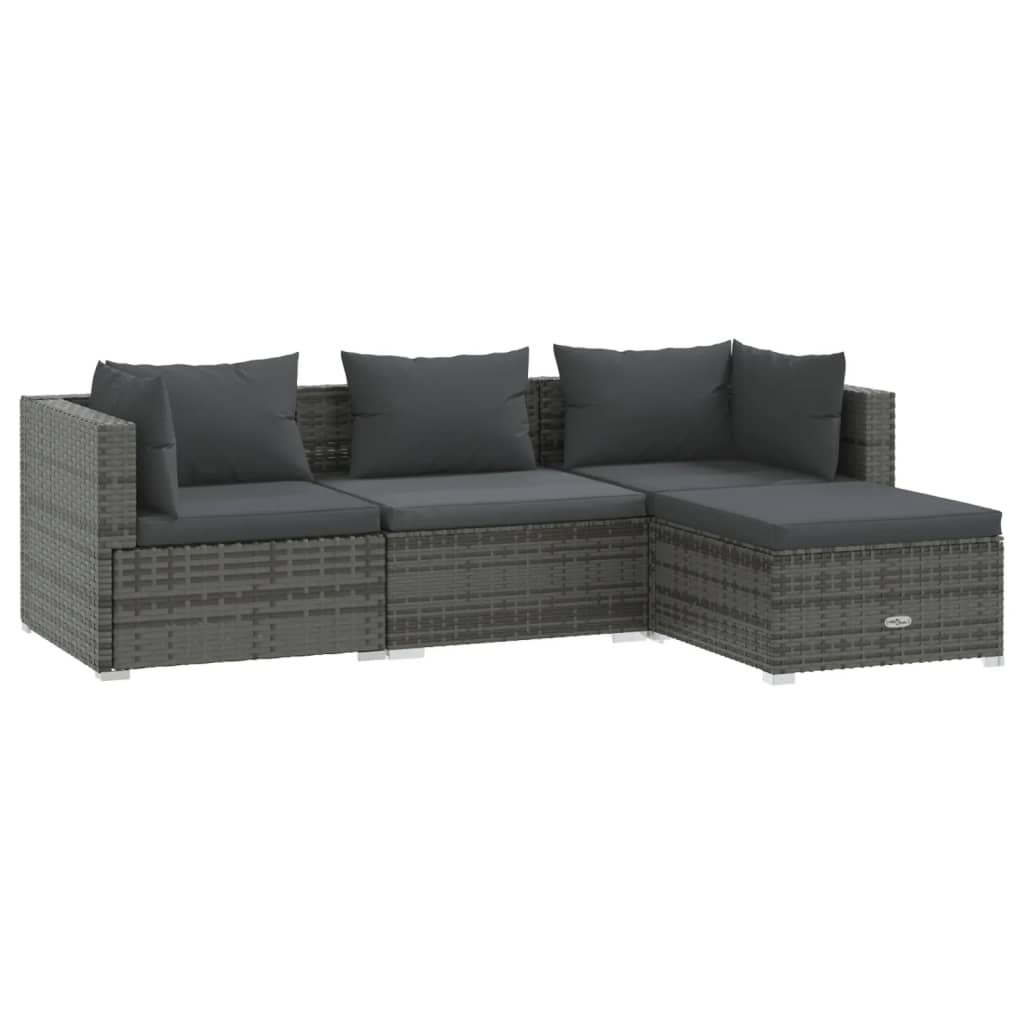 Photos - Garden Furniture VidaXL 4 Piece Patio Lounge Set with Cushions Poly Rattan Gray 