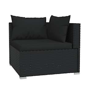 vidaXL 5-delige Loungeset met kussens poly rattan zwart