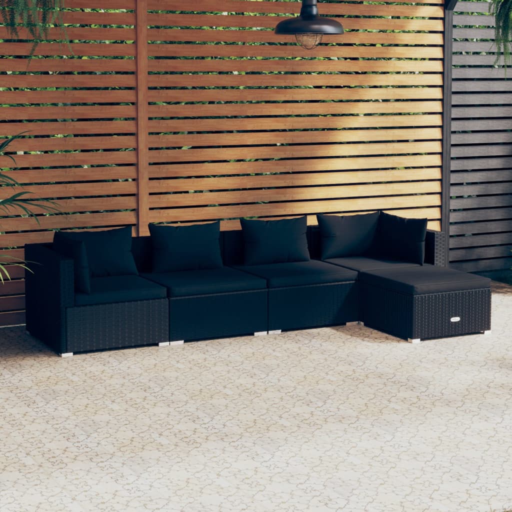 Zestaw wypoczynkowy ogrodowy - Rattan PE, stal, czarny, 70x70x60,5 cm