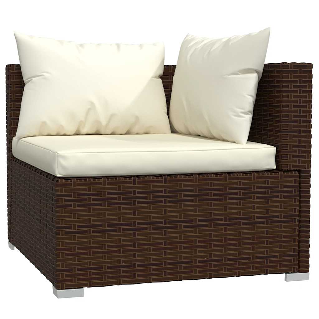 vidaXL 5-delige Loungeset met kussens poly rattan bruin afbeelding