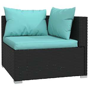 vidaXL Garden Lounge Set Black, Water blue