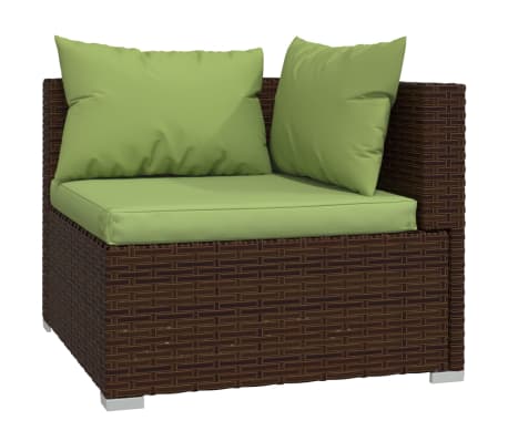 vidaXL 6 Piece Garden Lounge Set with Cushions Poly Rattan Brown