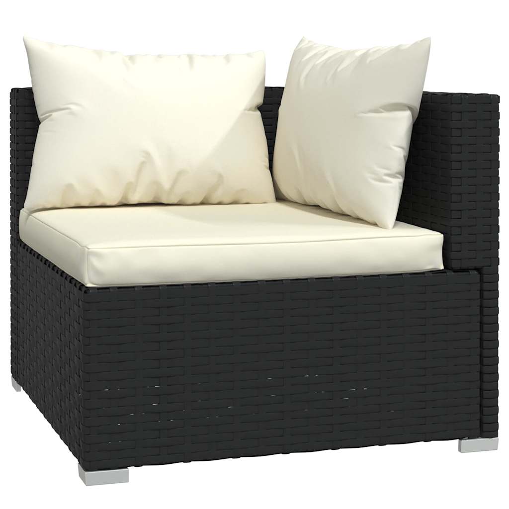 vidaXL 4-delige Loungeset met kussens poly rattan zwart afbeelding