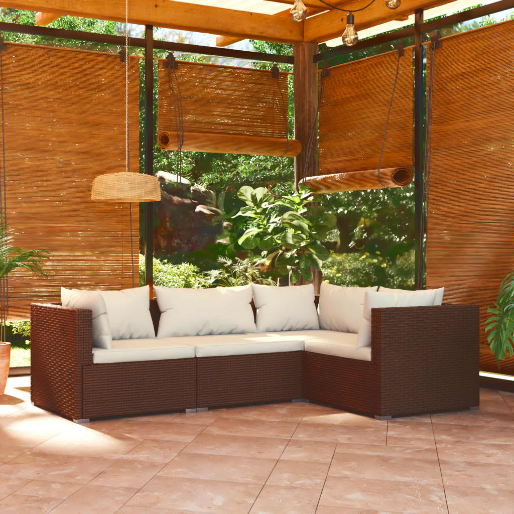 Zestaw wypoczynkowy ogrodowy - brązowy, rattan PE, 70x70x60,5 cm