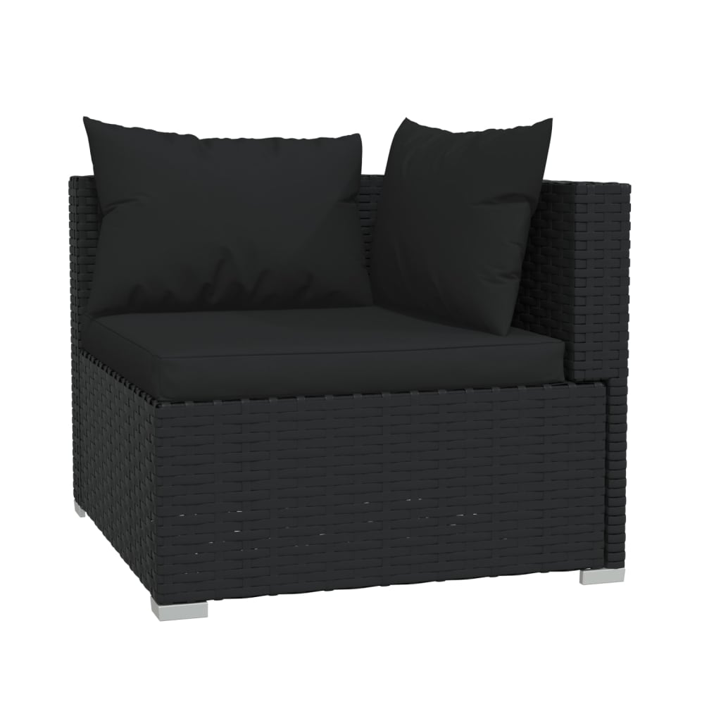 

vidaXL 5-delige Loungeset met kussens poly rattan zwart