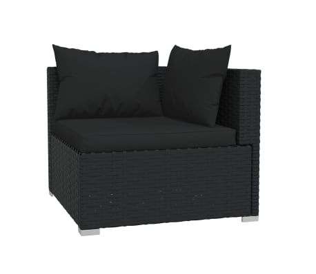 vidaXL Salon de jardin 5 pcs avec coussins R&eacute;sine tress&eacute;e Noir