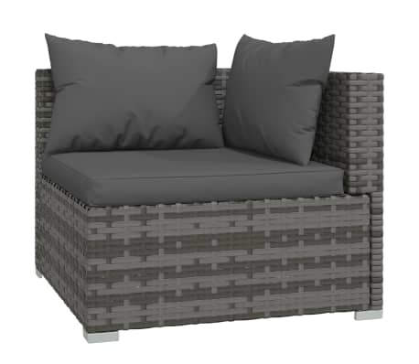 vidaXL Salon de jardin 5 pcs avec coussins R&eacute;sine tress&eacute;e Gris