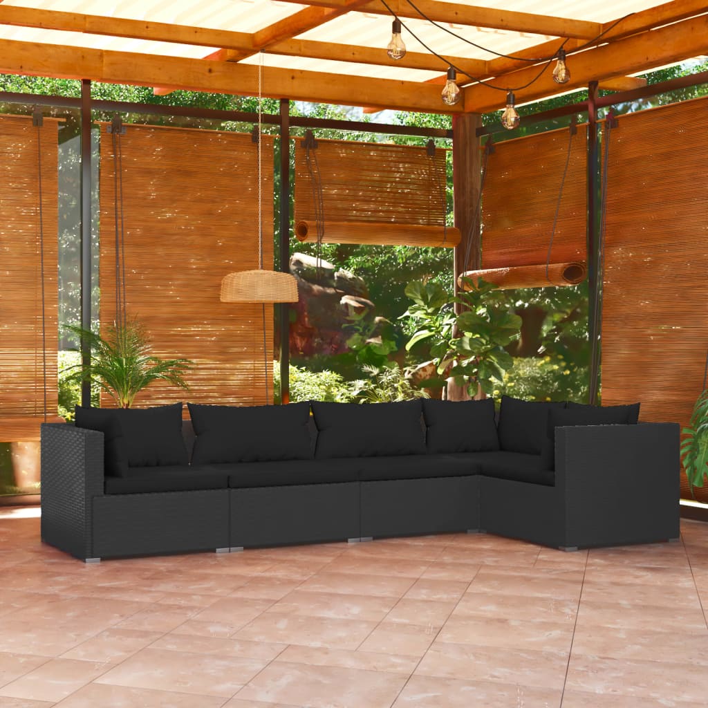 Ogrodowy zestaw wypoczynkowy - Rattan PE, czarny, wymiary 70x70x60,5 cm