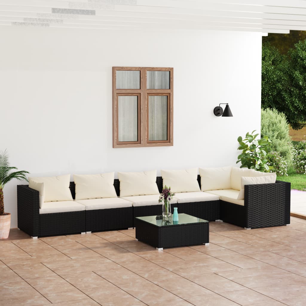 Zestaw wypoczynkowy ogrodowy Rattan PE, czarny, 70x70x60.5 cm