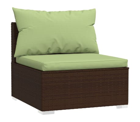 vidaXL Salon de jardin 7 pcs avec coussins R&eacute;sine tress&eacute;e Marron