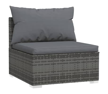 vidaXL Salon de jardin 7 pcs avec coussins R&eacute;sine tress&eacute;e Gris